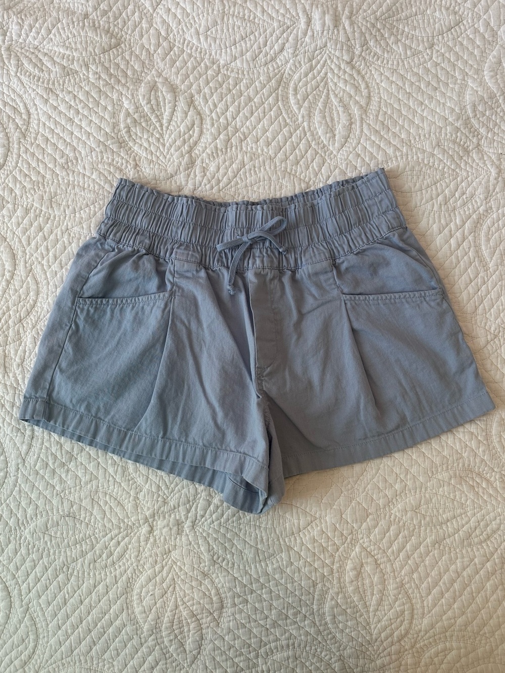Aerie High-Waist Drawstring Shorts in Dusty Blue Size Medium